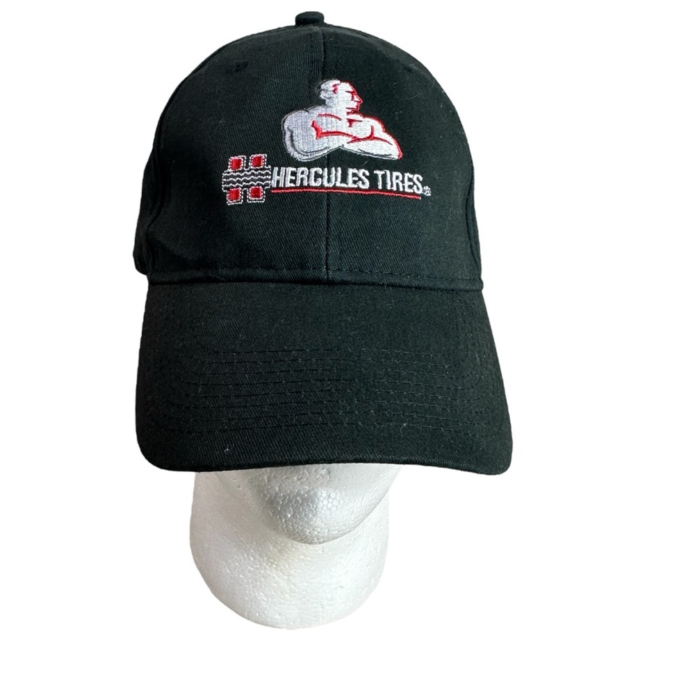 Hercules Tires Head To Toe Baseball Hat Black Adjustable Strap Back Dad Cap